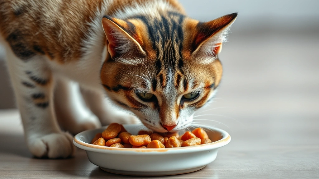 cat-kidney-supplements -
Photorealistic image of a cat eating from a ceramic bowl filled with wet food