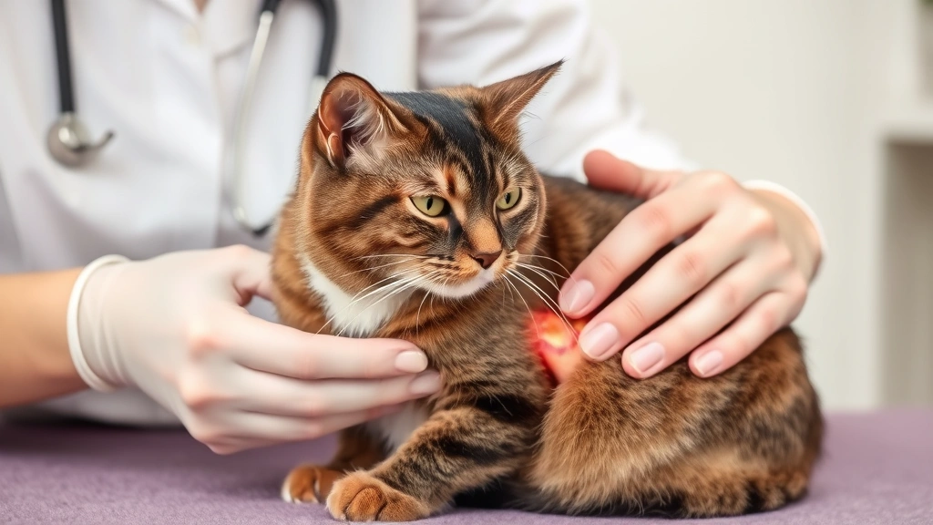 cat-spay-complications - 
A caring pet owner checking an incision site on a cat’s side while the ca