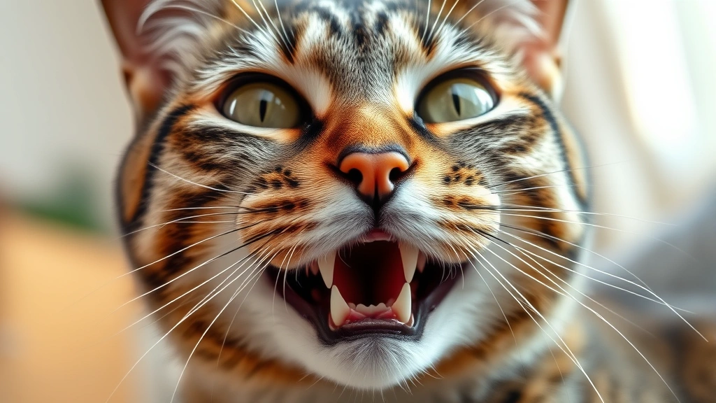 dental-water-additive-pets -
Photorealistic close-up of a tabby cat’s face showing healthy pink gums a