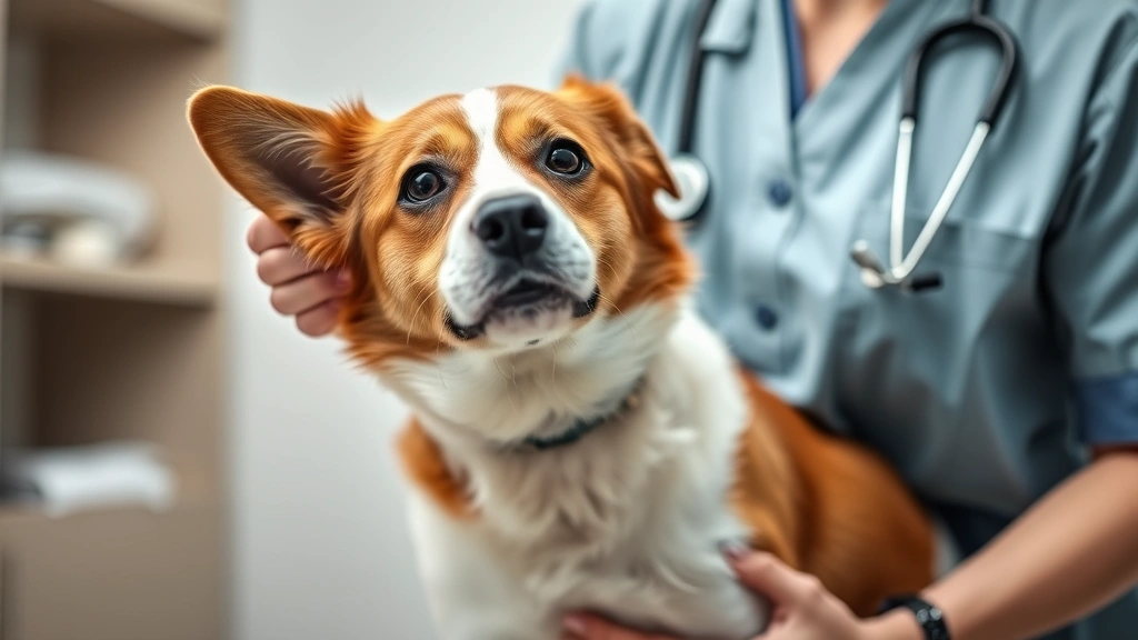 dog-cough-medication - 
A veterinarian in professional attire examining a medium-sized brown and white 