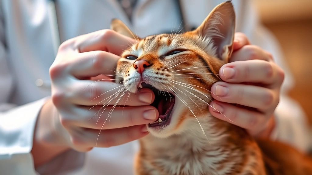 dysphagia-in-cats -
Photorealistic image of a veterinarian’s hands gently examining a catR