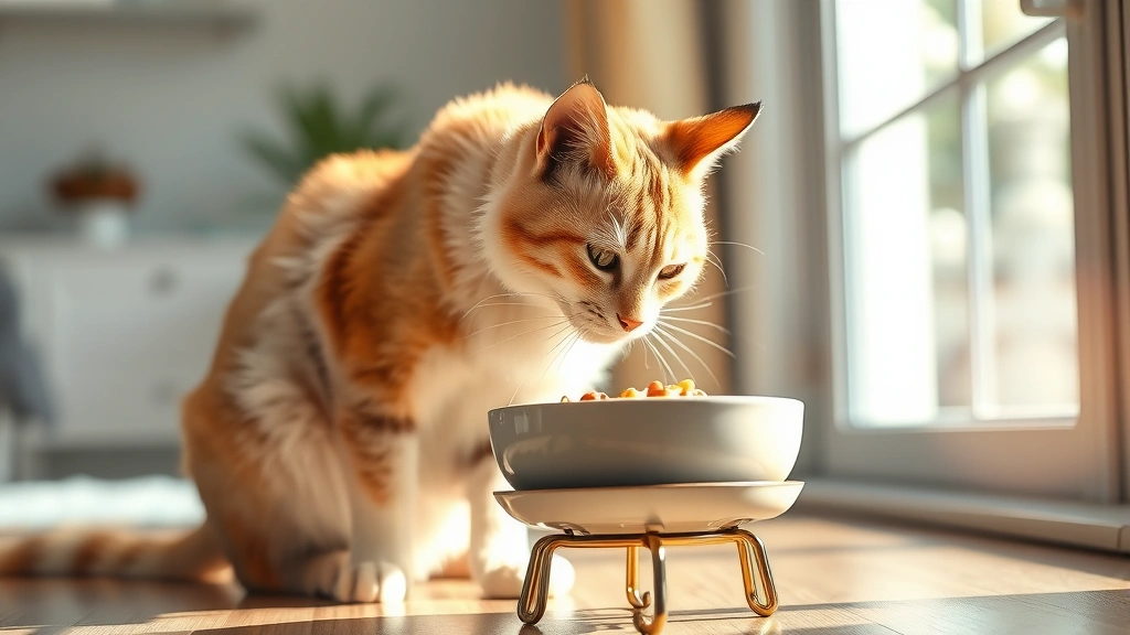 dysphagia-in-cats -
Photorealistic image of a cat eating soft wet food from a shallow ceramic bowl