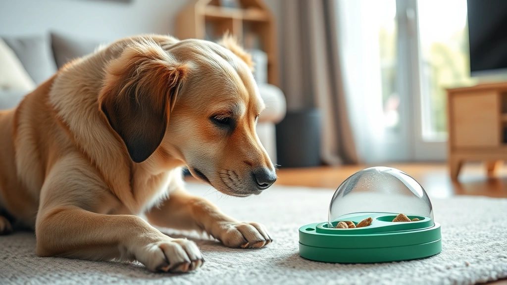 elderly-dog-cognitive-supplements -
Photorealistic image of a senior dog engaged in a gentle mental enrichment acti