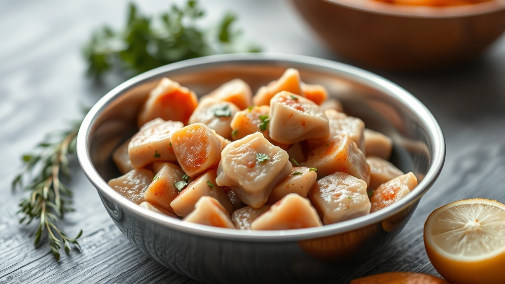 feline-kidney-support-diet -
Close-up of high-quality kidney-support cat food in a stainless steel bowl, sho