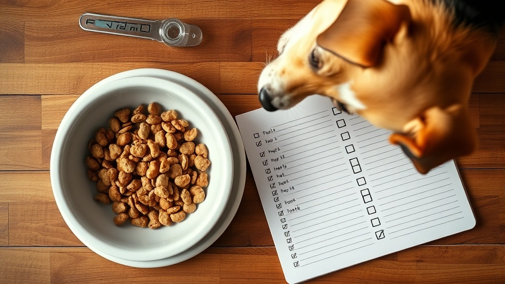 hills-science-diet-adult-chicken-barley-35-lb-vs-alternatives - 
Photorealistic overhead view of a dog food bowl filled with kibble next to a me