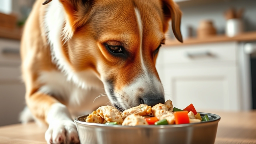 hypoalbuminemia-in-dogs - 
Close-up of a healthy dog eating nutritious food from a bowl, showing high-qual