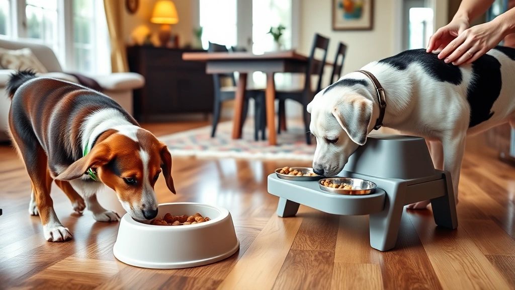 multiple dog feeding strategies illustration