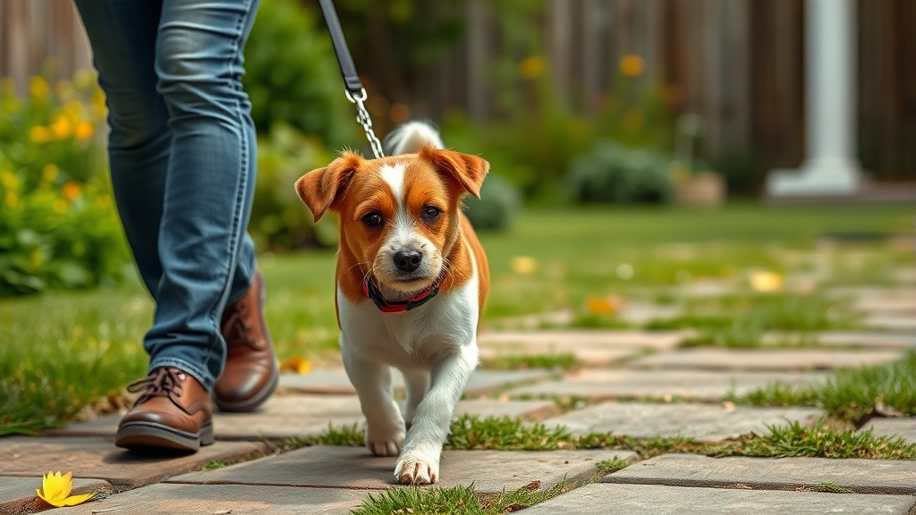 pet-concussion-signs - 
Photorealistic image of a small brown and white dog walking slightly wobbly on 