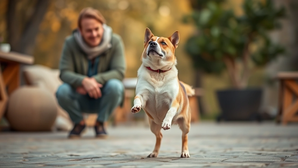 pet-concussion-signs - 
the dog showing subtle balance difficulties while the owner watches attentively