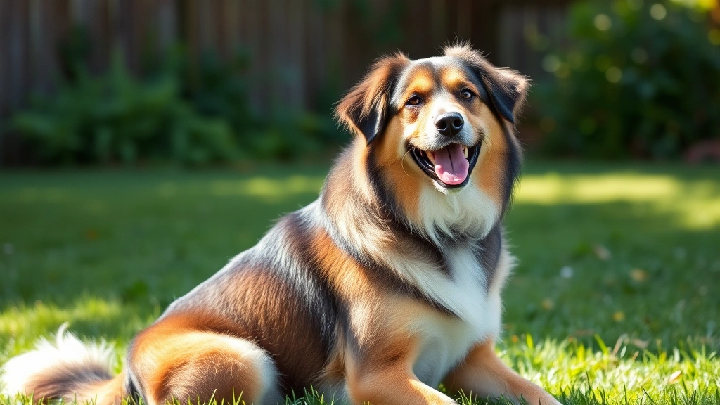 rachael-ray-nutrish-real-chicken-veggies-28-lb-vs-alternatives - 
A healthy adult dog with a shiny coat sitting outdoors in a grassy yard, lookin