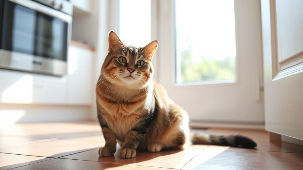 royal-canin-veterinary-diet-urinary-so-dry-cat-food-rx-vs-alternatives - 
sitting on a kitchen tile floor with natural daylight streaming through a windo