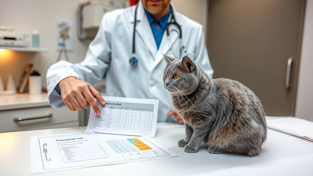 royal-canin-veterinary-diet-urinary-so-dry-cat-food-rx-vs-alternatives - 
reviewing a prescription diet chart and discussing nutritional options. The vet