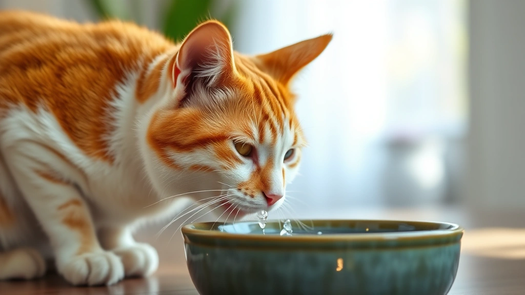 royal-canin-veterinary-diet-urinary-so-dry-cat-food-rx-vs-alternatives - 
Photorealistic image of a content orange and white cat drinking fresh water fro