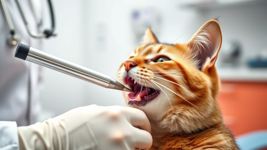 gum-disease-in-cats -
A photorealistic image of a veterinarian (partially visible) performing an oral
