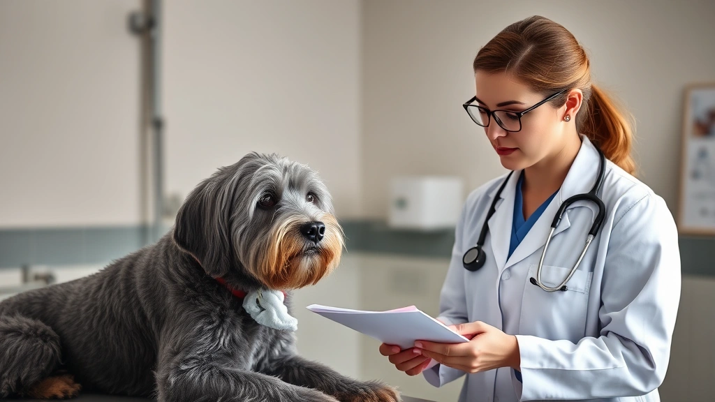 senior-dog-incontinence - 
Photorealistic photo of an attentive female veterinarian in a clinic setting re