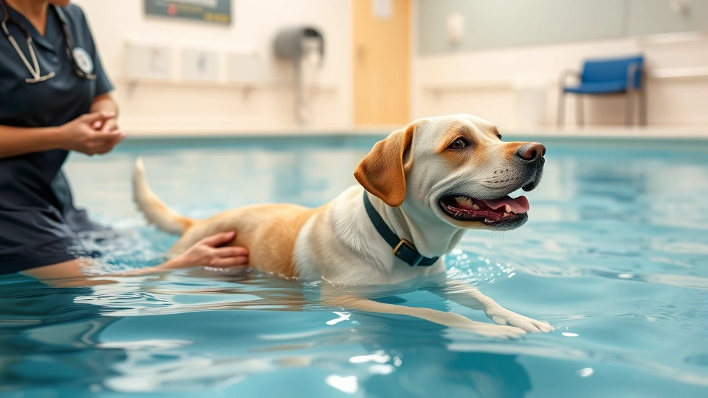 slipped-disc-in-dogs - 
Photorealistic image of a medium-sized dog doing gentle physical rehabilitation