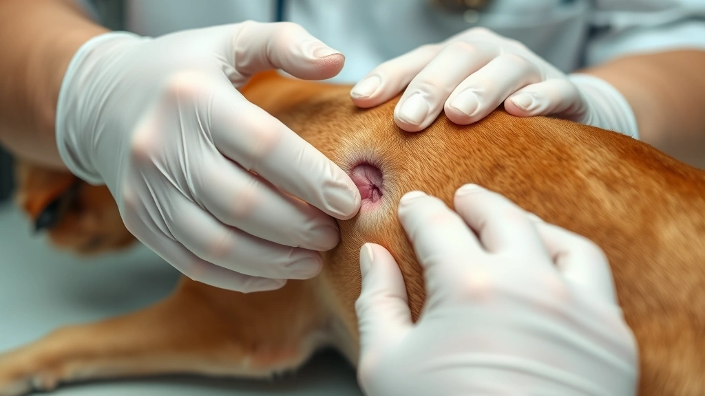surgical-staples-pets - 
A veterinarian’s hands gently examining a pet’s incision site durin