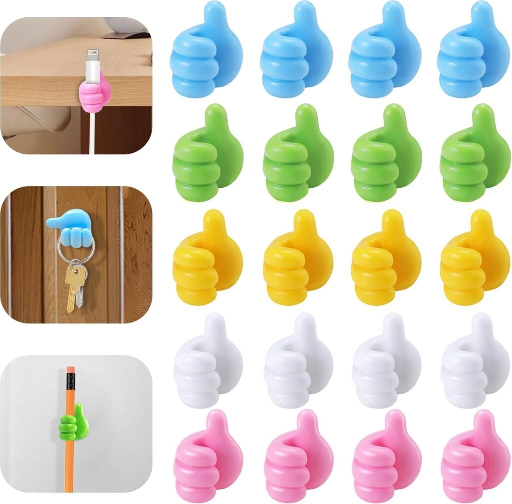 AIERSA Thumb Cord Holder, 20Pcs Self Adhesive Hooks ... product review photo