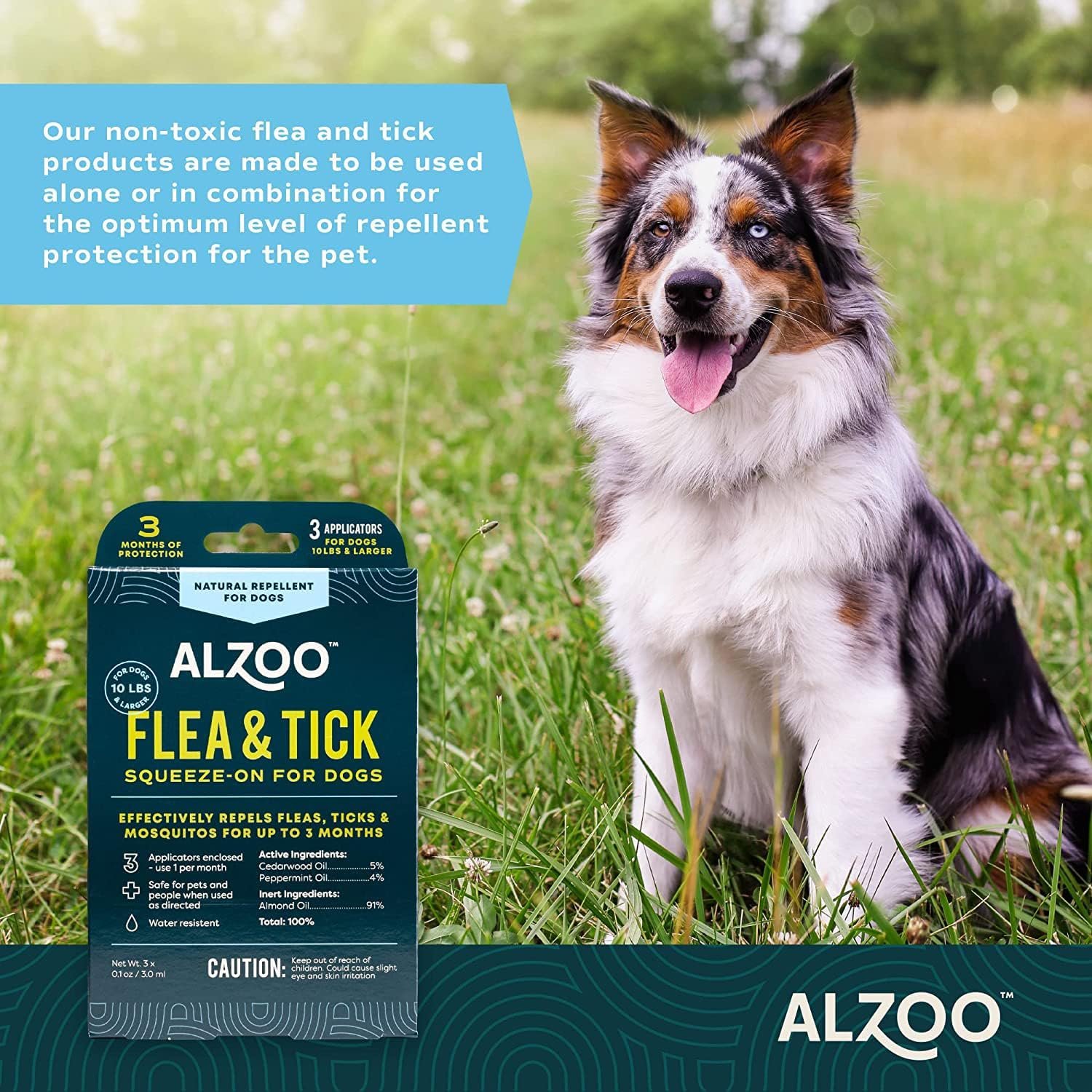 ALZOO Natural Flea & Tick Squeeze-On for Dogs, Helps Repel ...