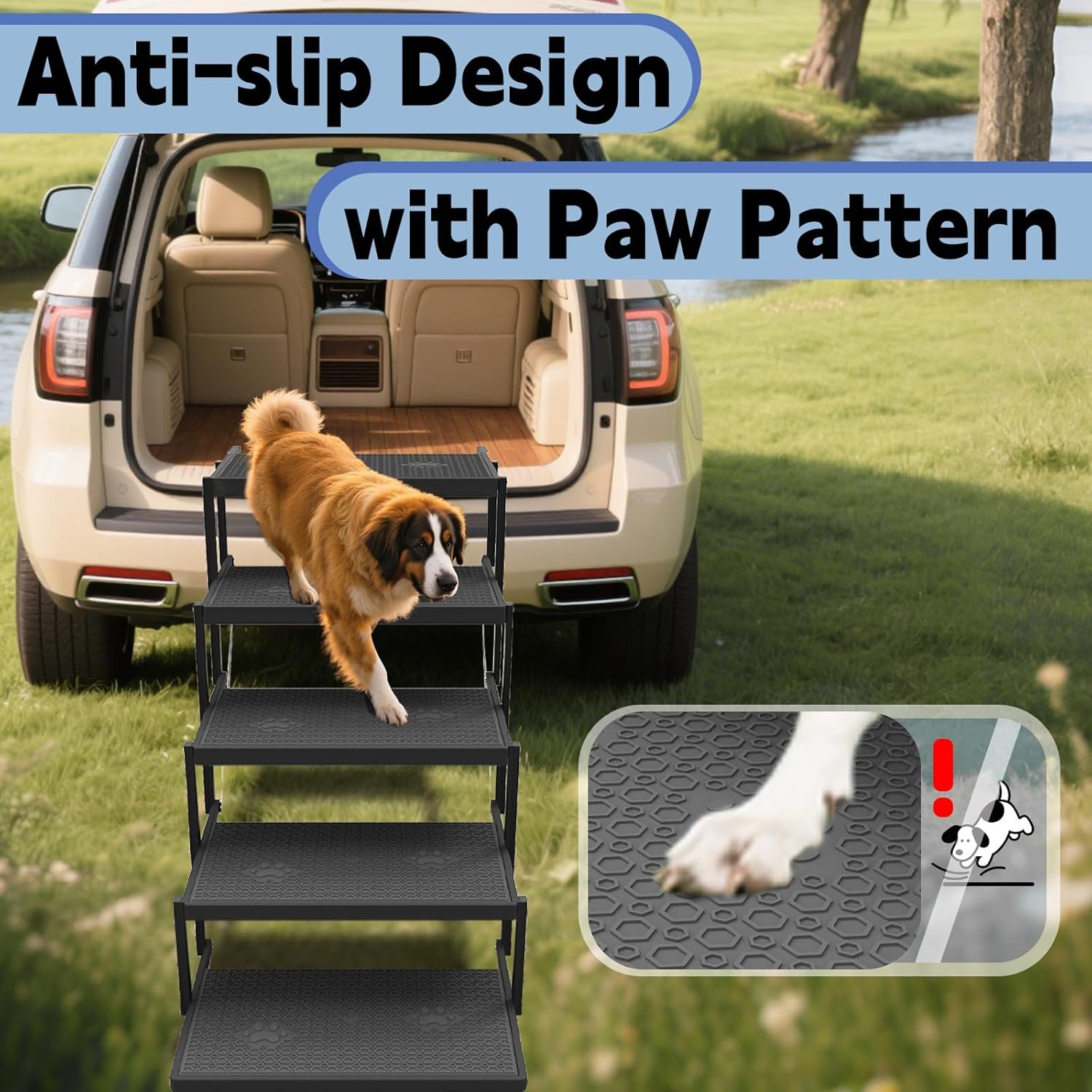 Dog Stairs for Car, Dog Steps for Car with Upgraded Load- ...
