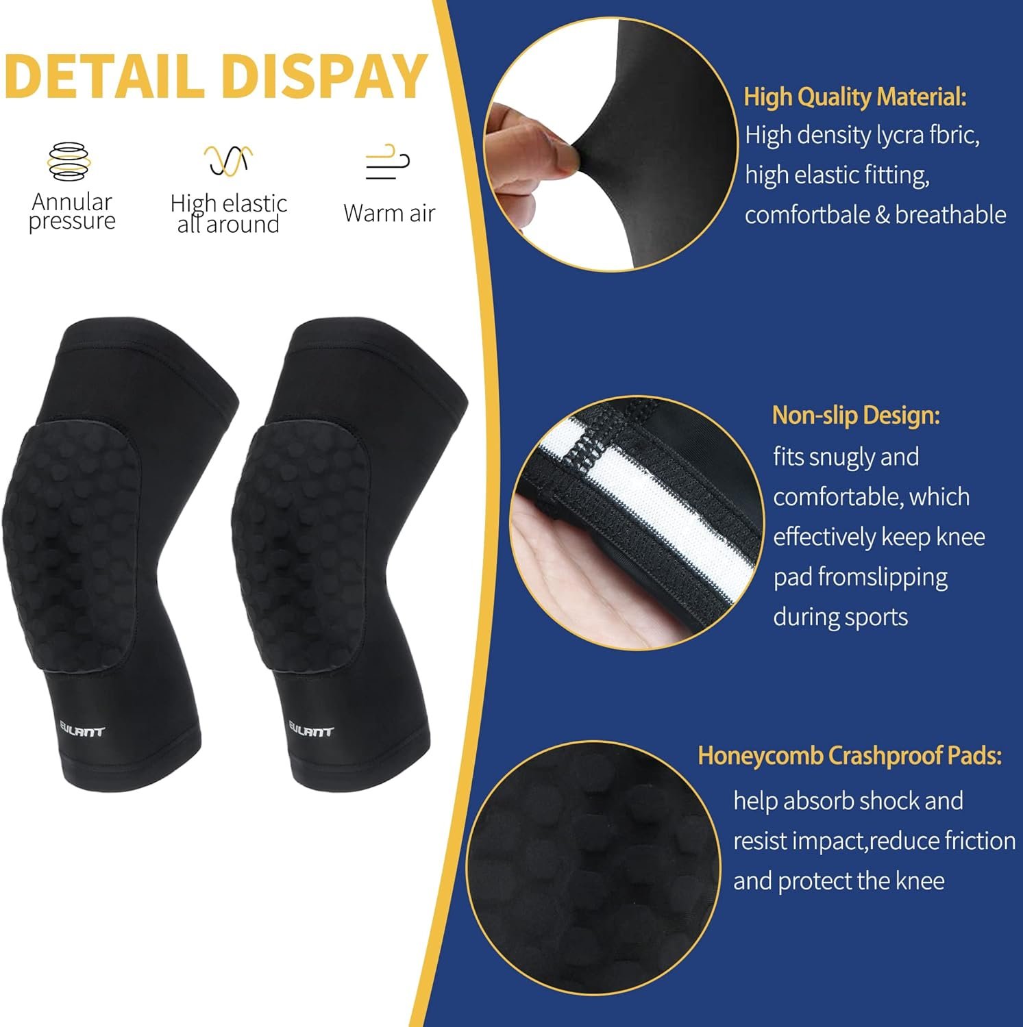 EULANT Hexpad Knee Sleeve Compression Knee Pads ...
