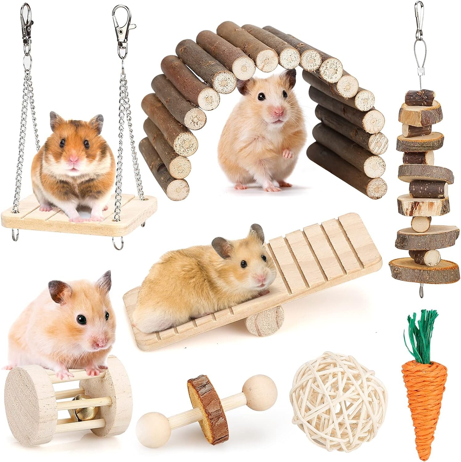 Hamster Chew Toys Set Small Animal Molar Toys Teeth Care ... product review
