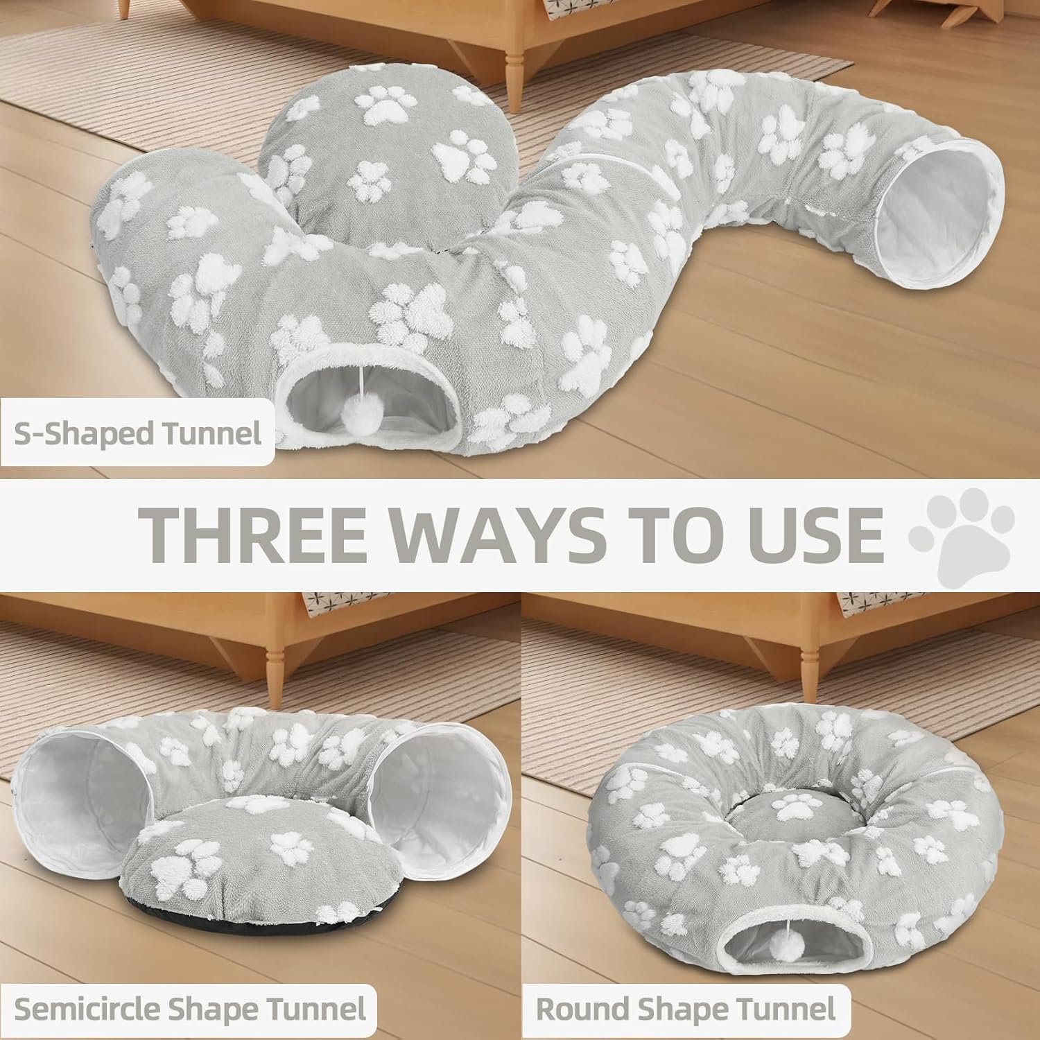 Homimp Cat Tunnel Bed with Central Mat,Large Tube ...