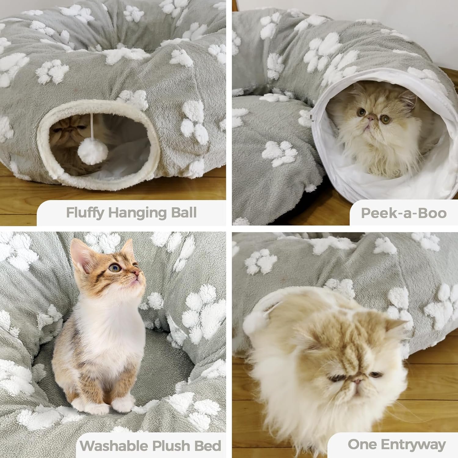 Homimp Cat Tunnel Bed with Central Mat,Large Tube ...