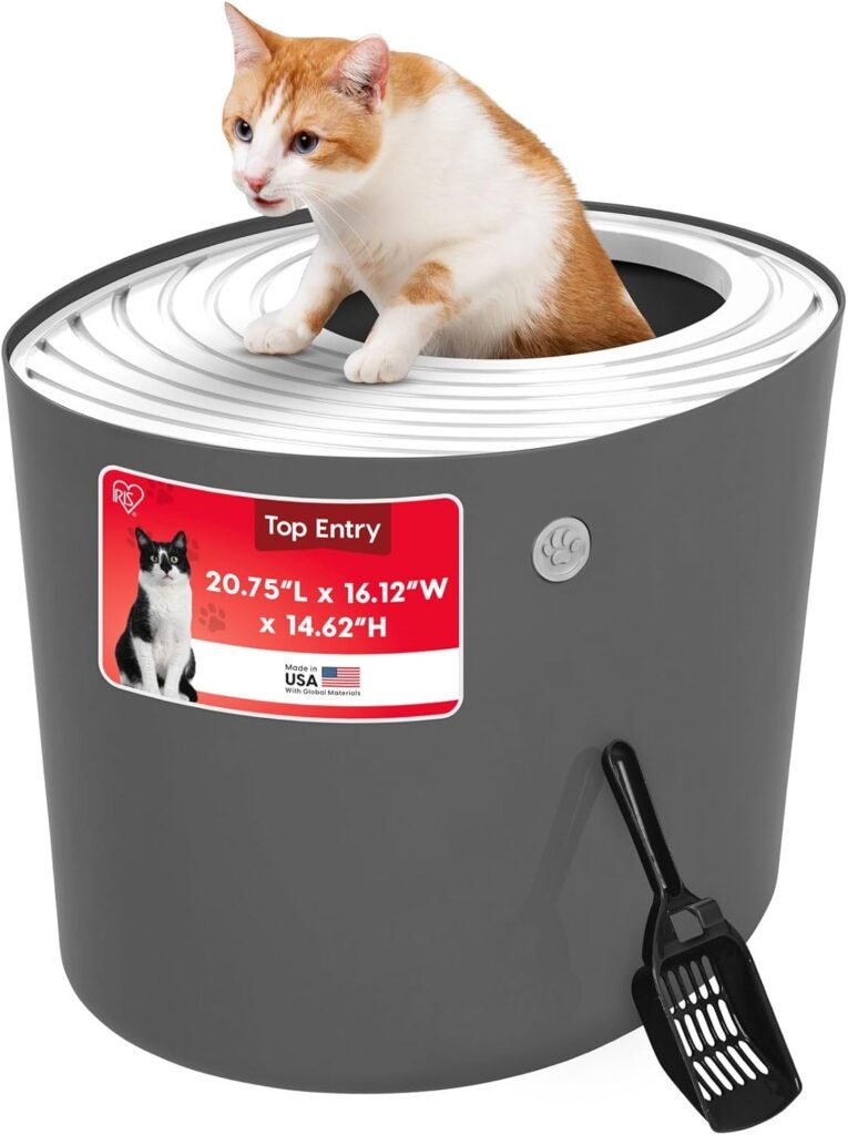 IRIS USA Cat Litter Box, Large Top Entry with Litter Catching Lid ... product review photo