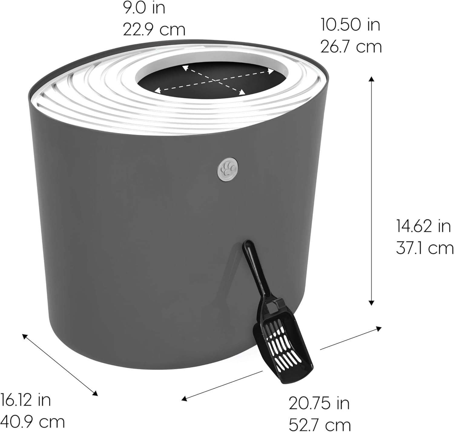 IRIS USA Cat Litter Box, Large Top Entry with Litter Catching Lid ...