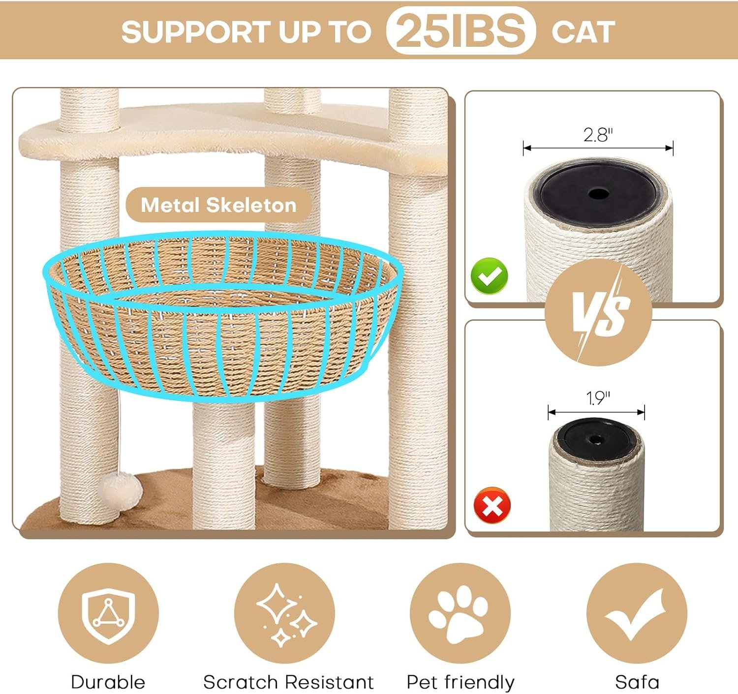 Lucky Monet Modern Cat Tower for Large Cats 25Ibs, 55 Inch ...