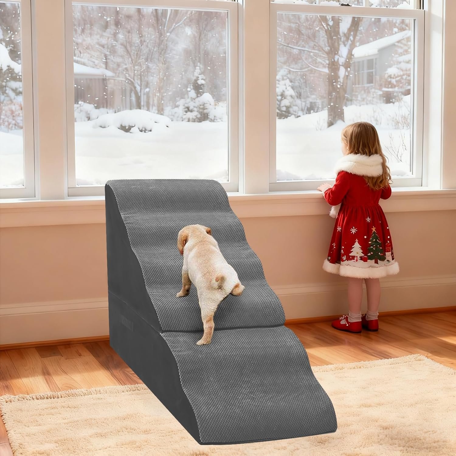 MALOROY Dog Stairs for High Beds 30-36 inches Tall, 6-Step ...