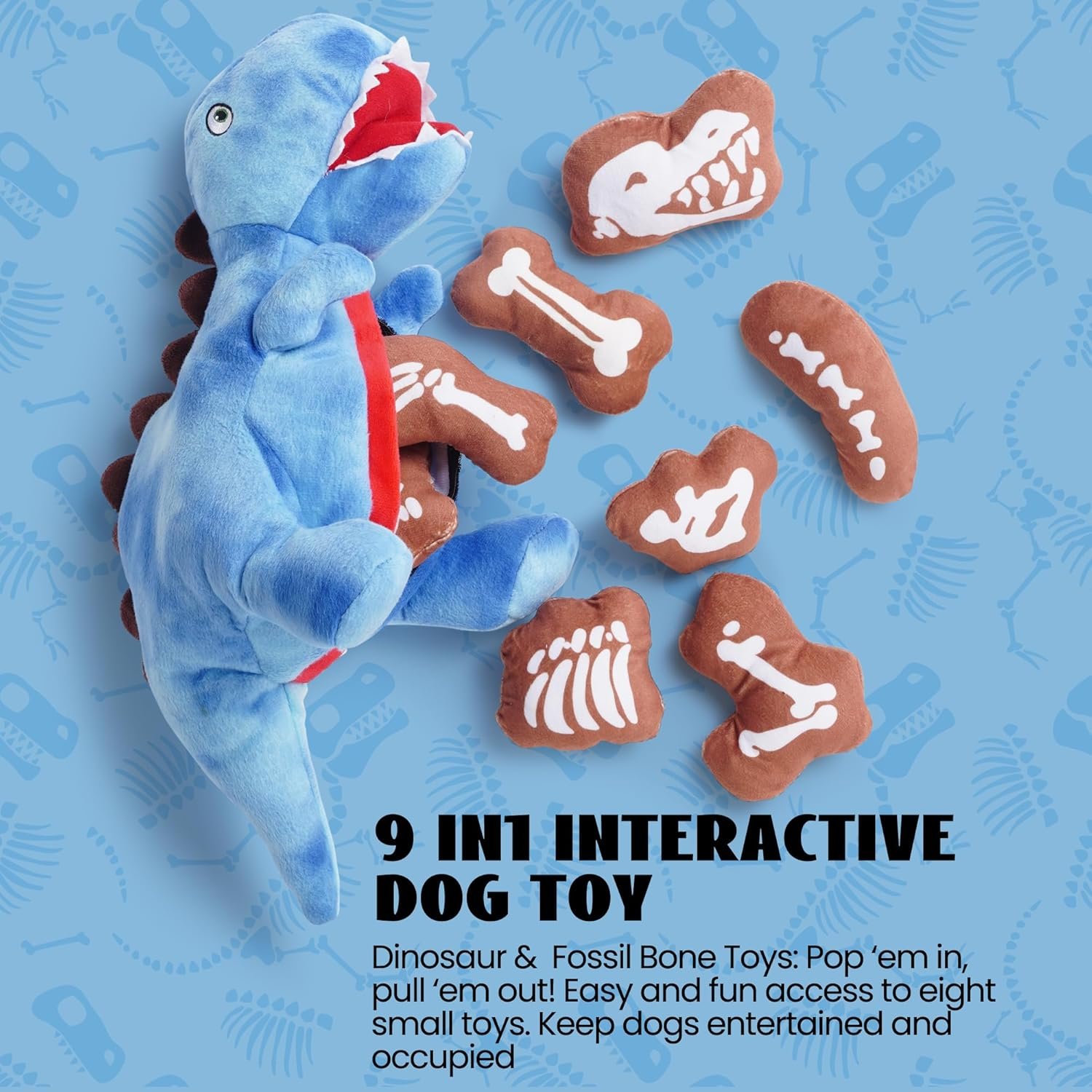 Nocciola Plush Dinosaur Dog Toys: Funny Squeaky Stuffed Dino ...