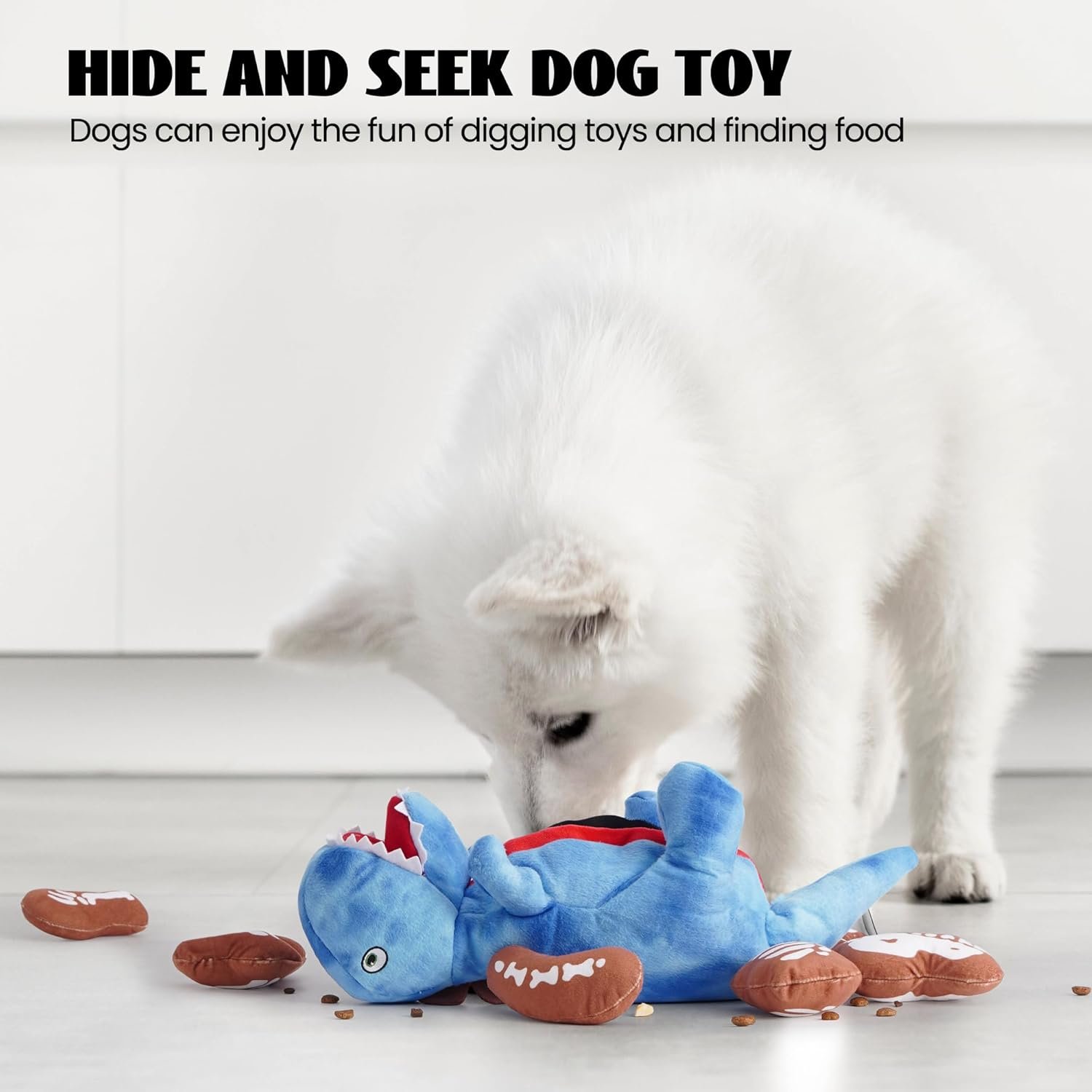 Nocciola Plush Dinosaur Dog Toys: Funny Squeaky Stuffed Dino ...