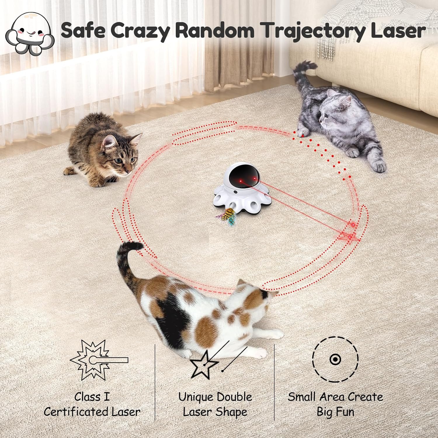 ORSDA Cat Laser Toy, 2-in-1 Interactive Automatic Motion ...
