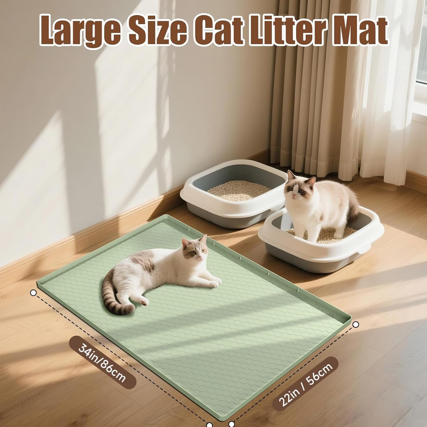 Pawinner Cat Litter Mat, 34 X 22 Large Silicone ...
