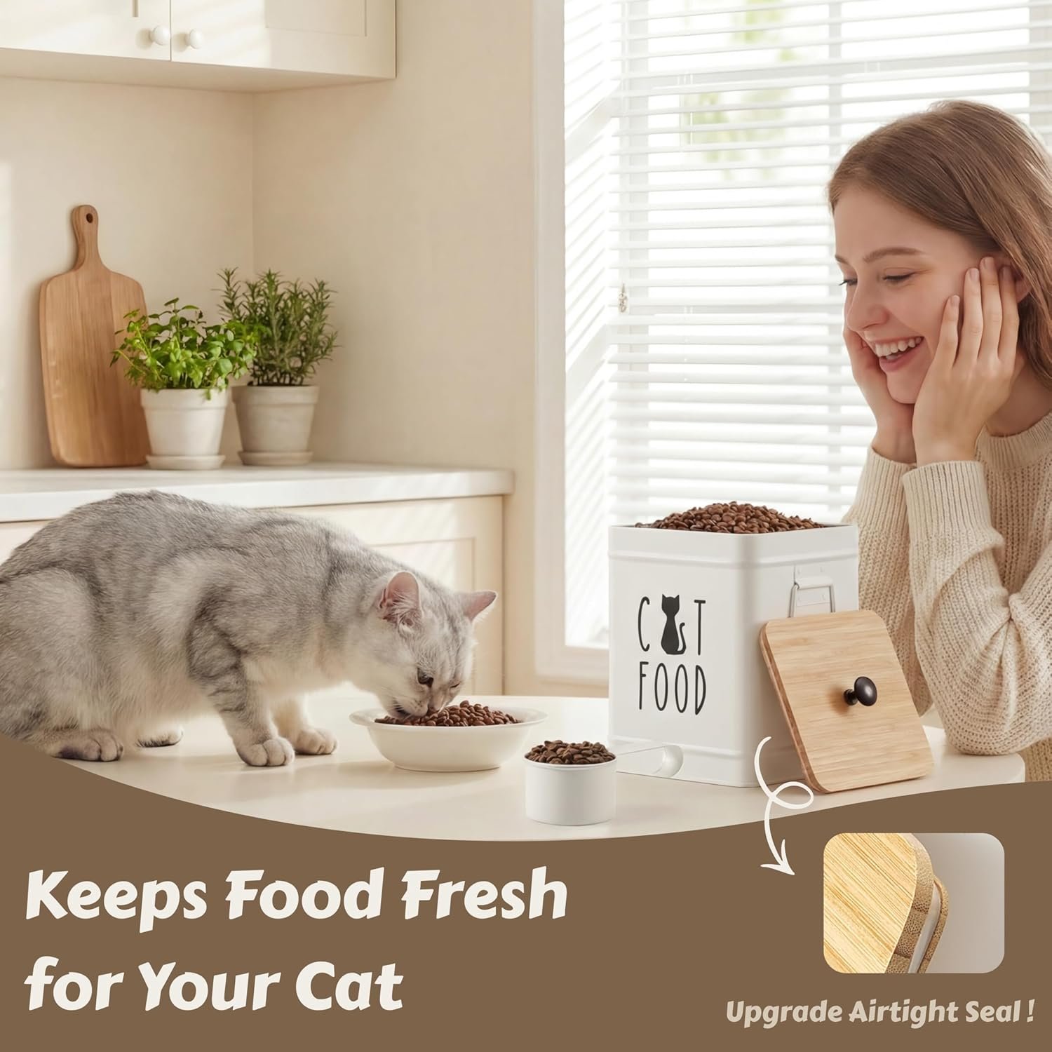 PERFNIQUE Cat Food Storage Container, Airtight Cat Treat ...