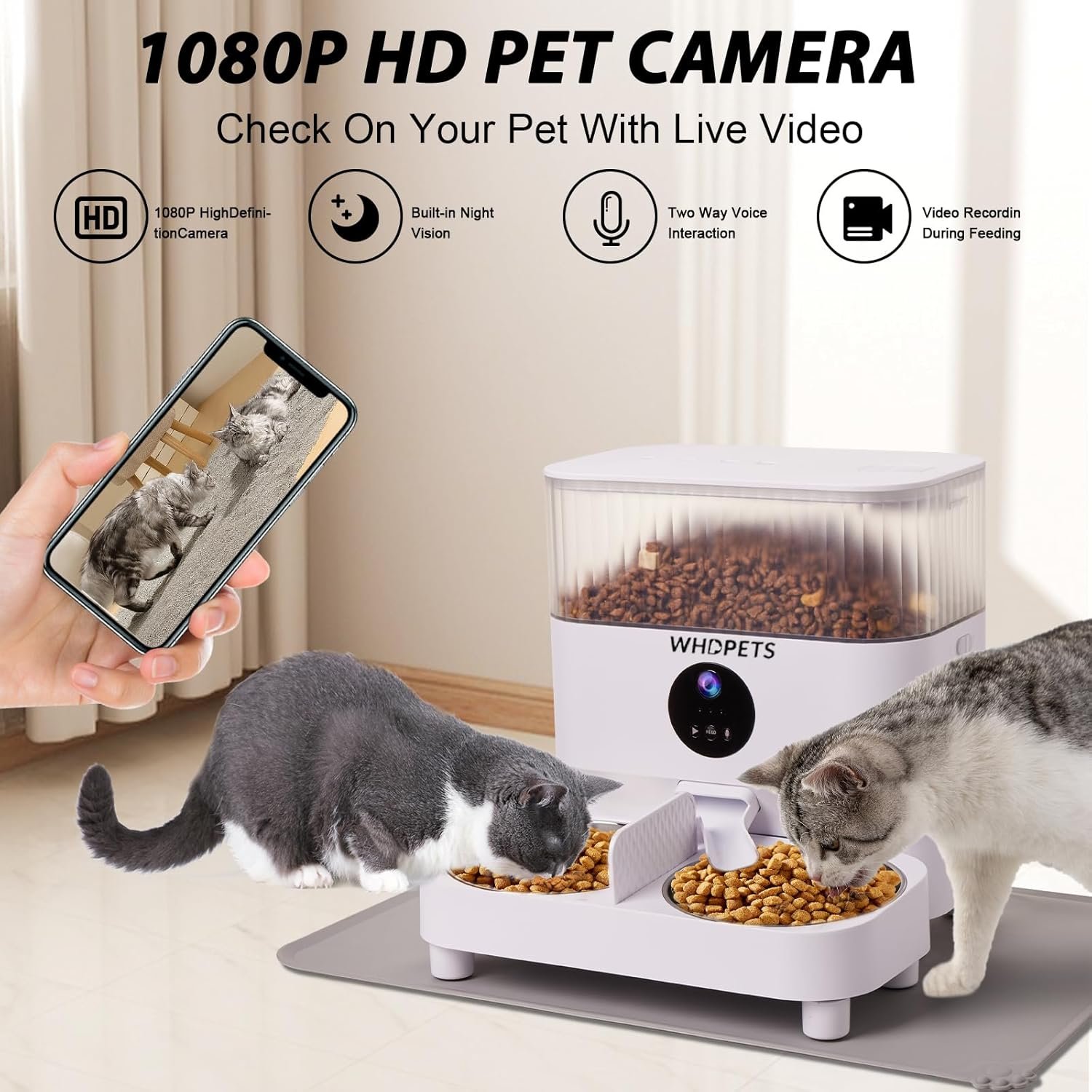 Pet Supplies : Automatic Cat Feeders, WHDPETS 5G WiFi ...