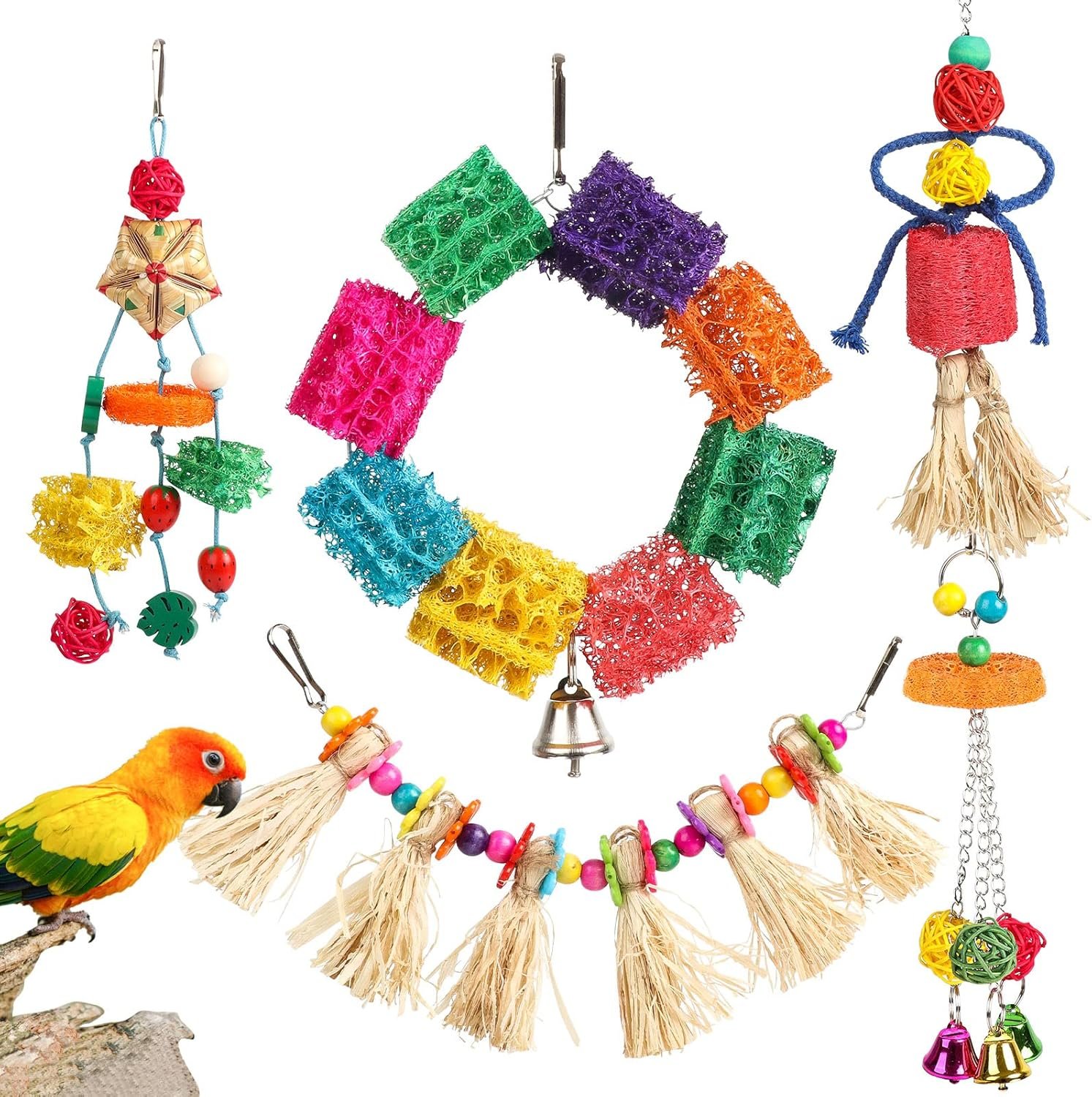 PETUOL Large Bird Swing Toys, 3 PCS Parrot Toys with Bells for ... product review