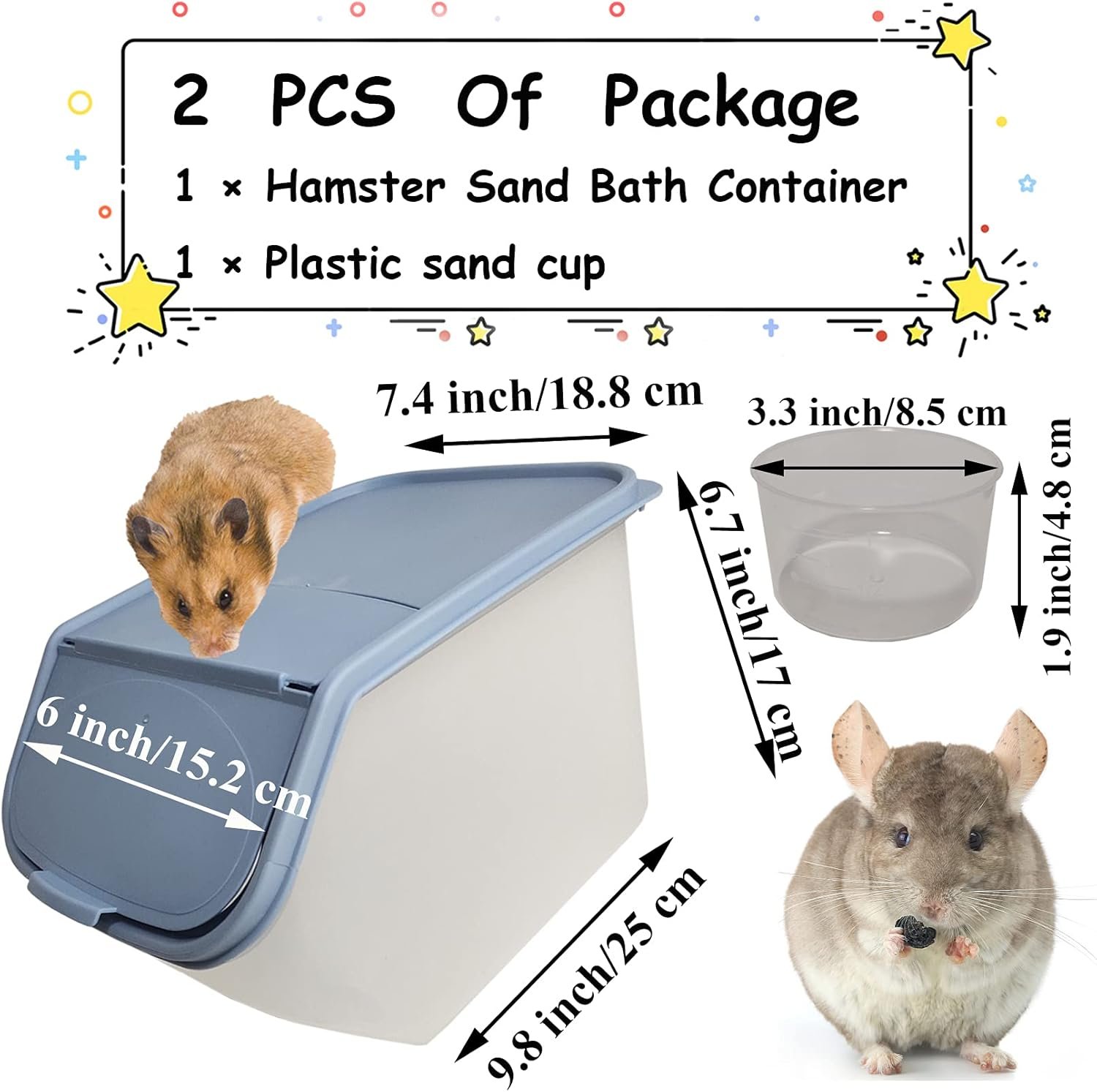 PINVNBY Chinchilla Sand Bath Box Gerbil Bathroom ...