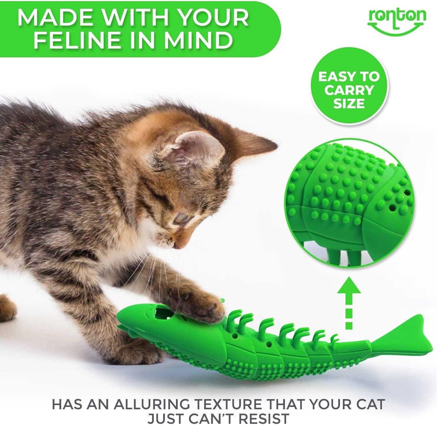 Ronton Cat Toothbrush Catnip Toy - Durable Hard Rubber