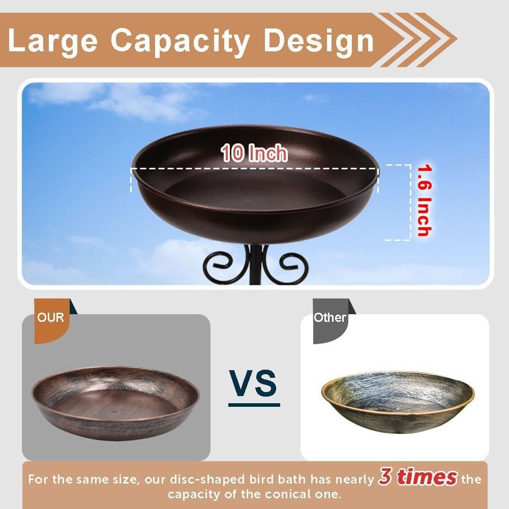 Small Metal Bird Baths for Outdoors, 10 Dia Bowl with ...
