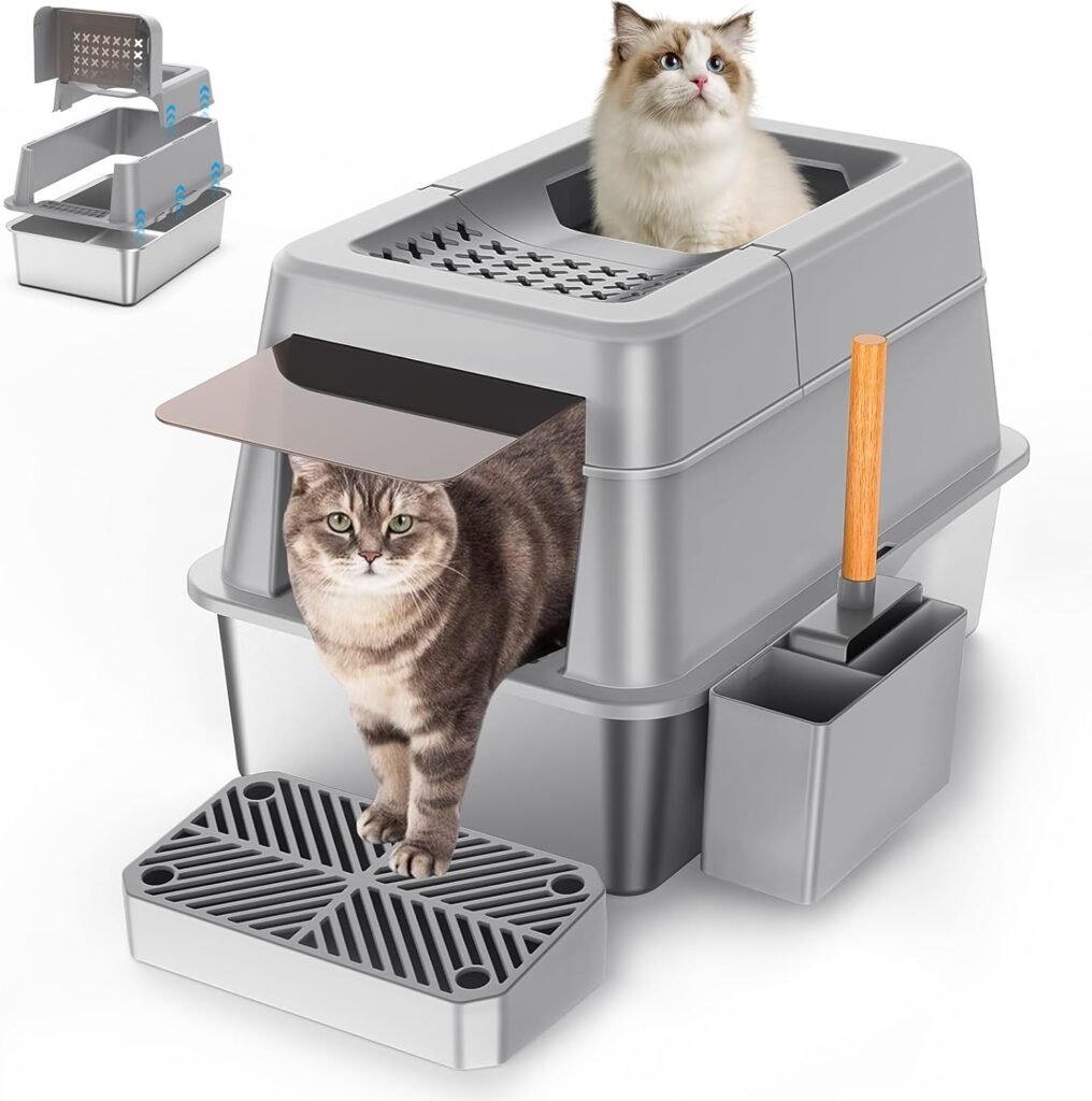 Stainless Steel Litter Box with Lid, XL Extra Large Enclosed Cat ... product review photo
