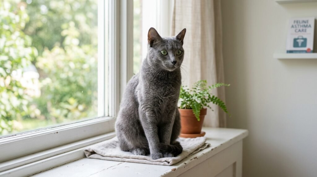 Feline Asthma: Recognizing the Signs and Managing Your Cat's Breathing Problems - Russian Blue photo 1